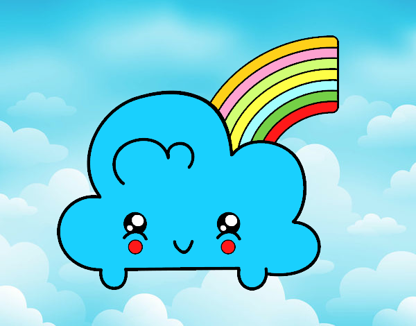 Nube con arco iris kawaii