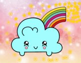 Nube con arco iris kawaii