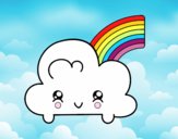 Nube con arco iris kawaii