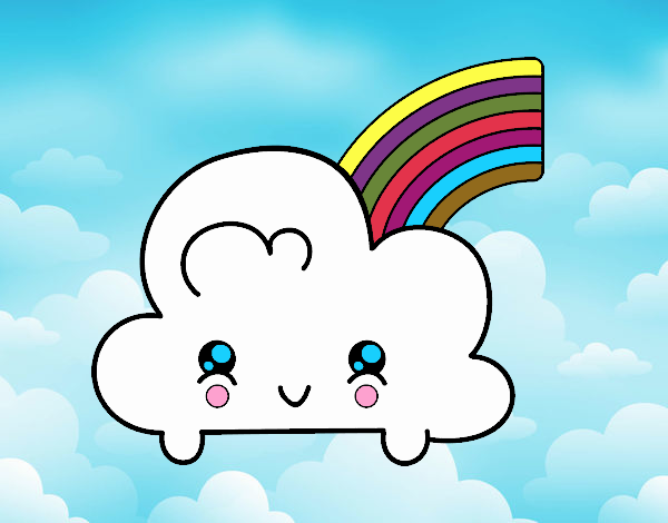 Nube con arco iris kawaii