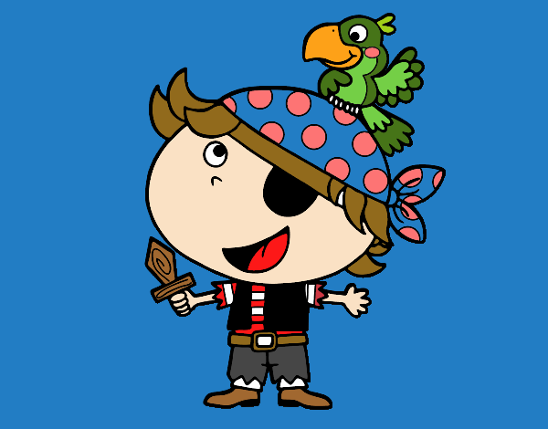 Pirata niño con loro