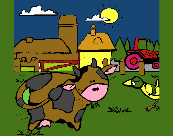 Vaca en la granja