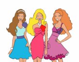 Barbie y sus amigas vestidas de fiesta