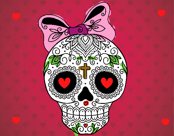 Calavera mejicana con lazo