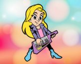 Chica tocando el keytar