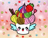 Cupcake kawaii con fresa