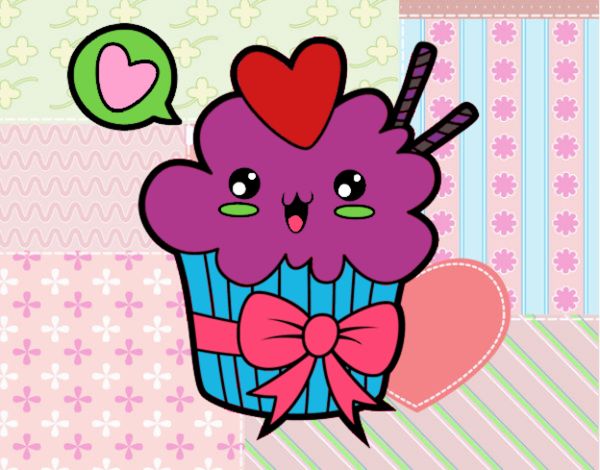 Cupcake kawaii con lazo