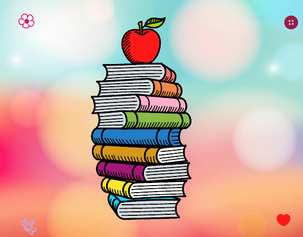 Libros y manzana