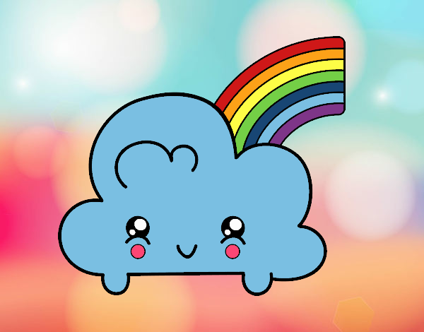 Nube con arco iris kawaii