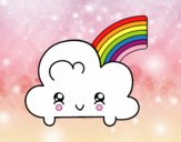 Nube con arco iris kawaii