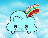 Nube con arco iris kawaii