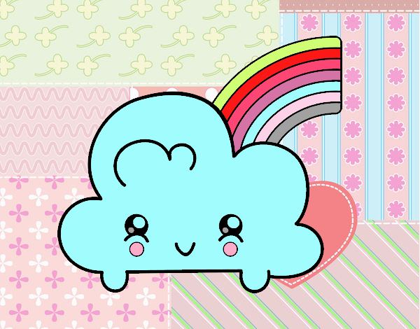 Nube con arco iris kawaii