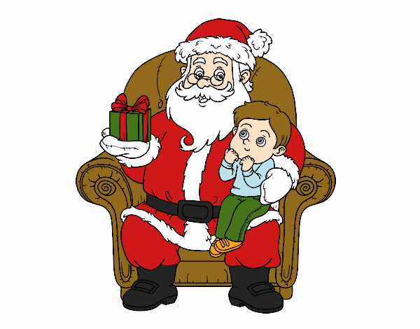 Papá Noel y niño en Navidad