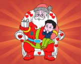 Papá Noel y niño en Navidad