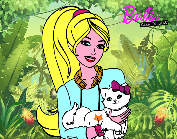 Barbie con su linda gatita