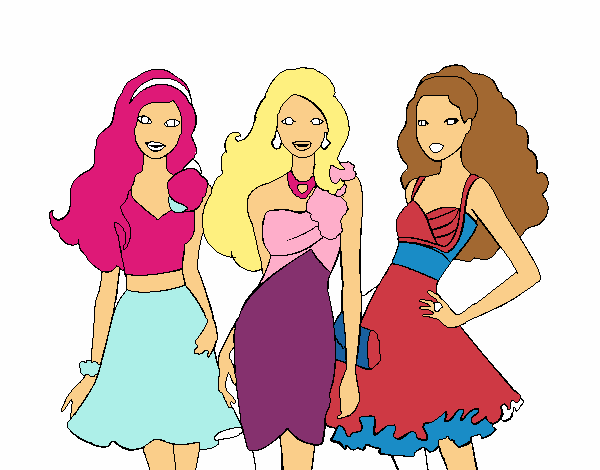 Barbie y sus amigas vestidas de fiesta