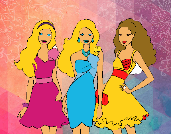 Barbie y sus amigas vestidas de fiesta