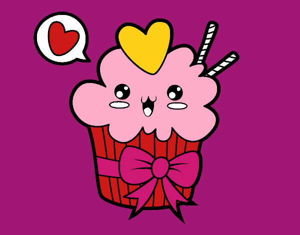 Cupcake kawaii con lazo