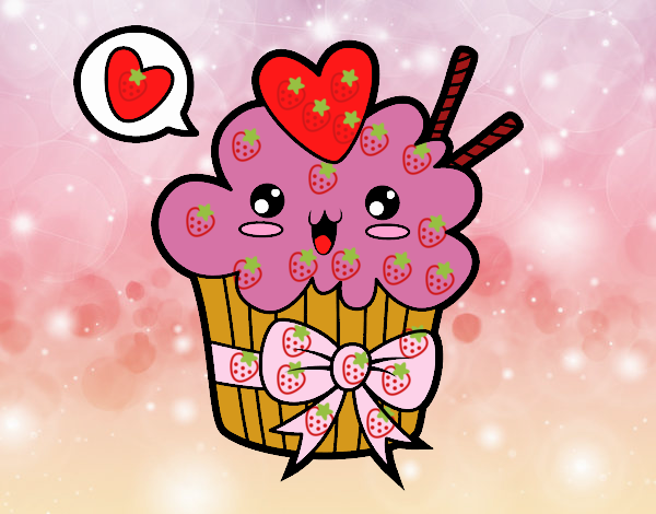 Cupcake kawaii con lazo