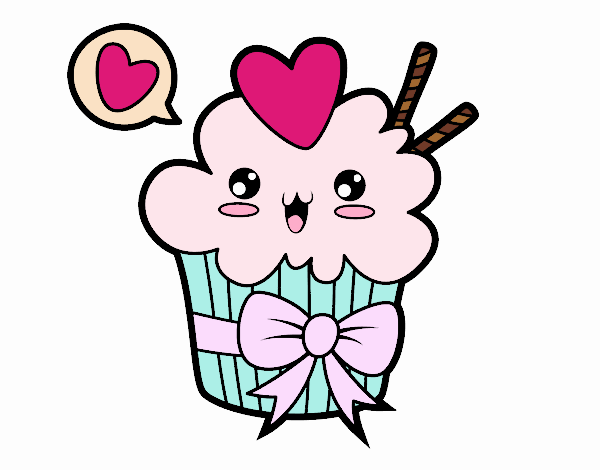 Cupcake kawaii con lazo