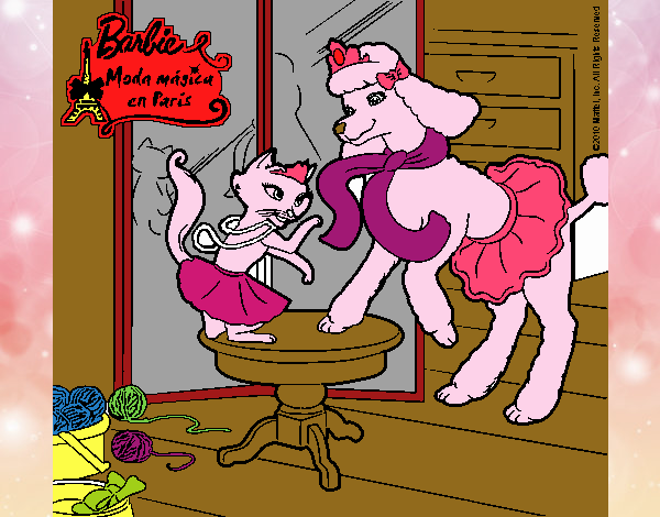 Las mascotas de Barbie jugando