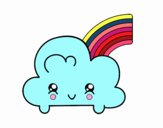 Nube con arco iris kawaii