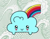 Nube con arco iris kawaii