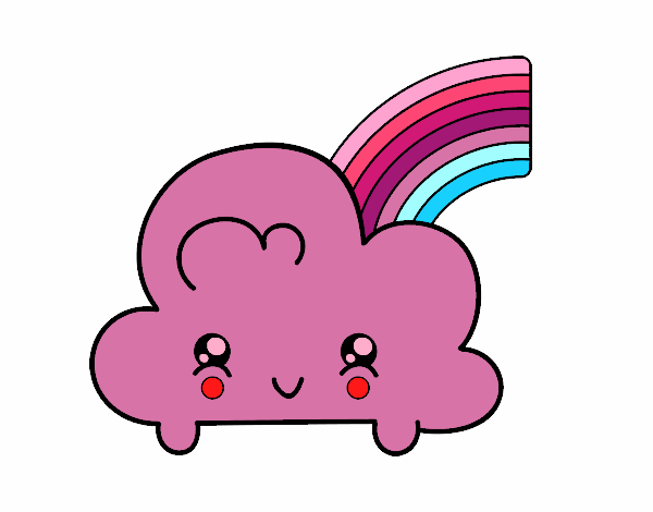 Nube con arco iris kawaii