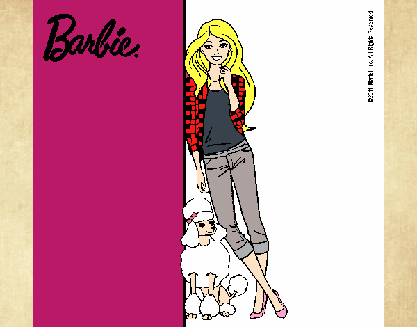 Barbie con cazadora de cuadros