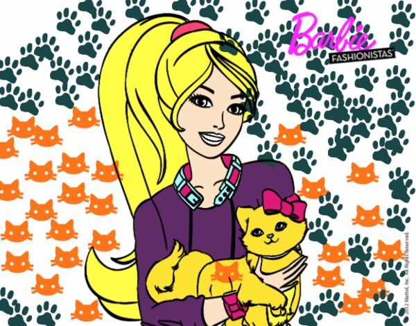 Barbie con su linda gatita