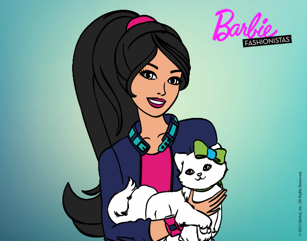 Barbie con su linda gatita