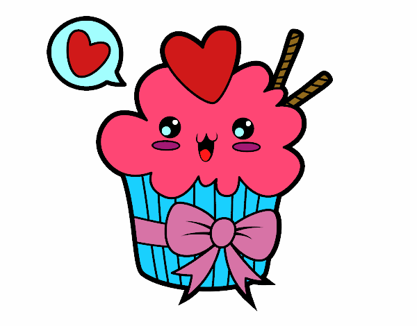 Cupcake kawaii con lazo