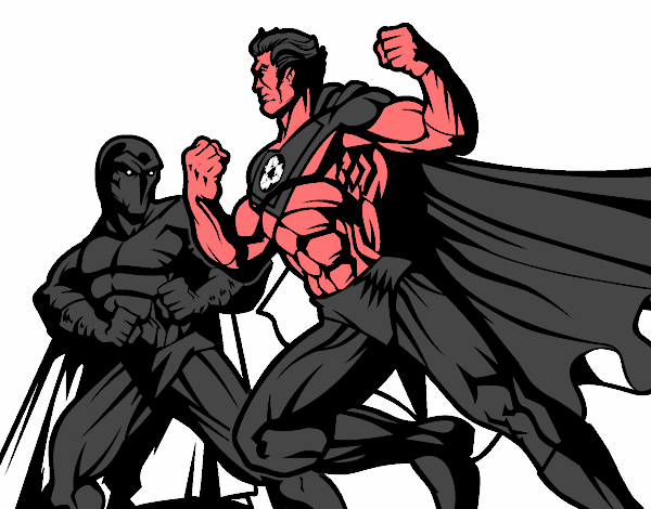 Héroe y villano luchando