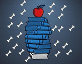 Libros y manzana