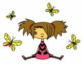 Niña con mariposas