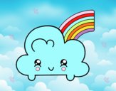 Nube con arco iris kawaii