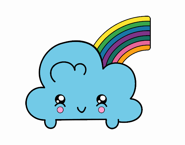 Nube con arco iris kawaii