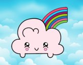 Nube con arco iris kawaii