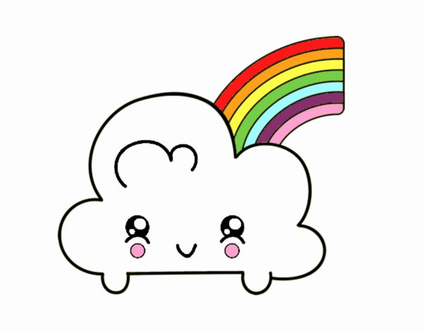 Nube con arco iris kawaii