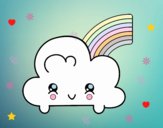 Nube con arco iris kawaii