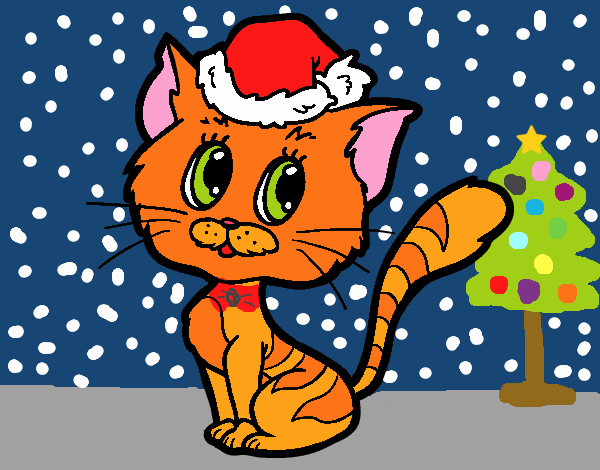 Un gato navideño