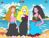 Barbie y sus amigas vestidas de fiesta