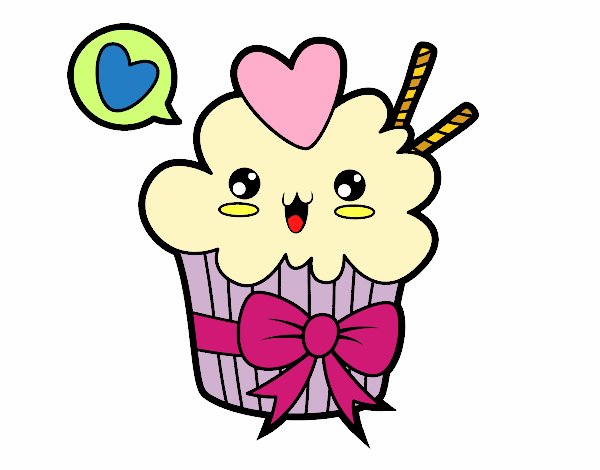 Cupcake kawaii con lazo