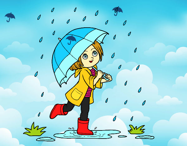 Dibujo de Niña con paraguas bajo la lluvia pintado por en  el  día 13-11-18 a las 01:32:29. Imprime, pinta o colorea tus propios dibujos!