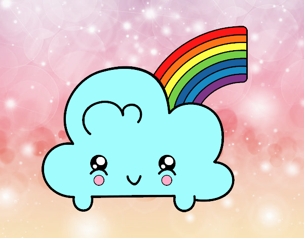 Nube con arco iris kawaii