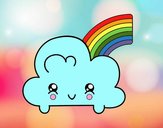 Nube con arco iris kawaii