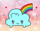 Nube con arco iris kawaii