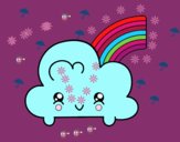 Nube con arco iris kawaii