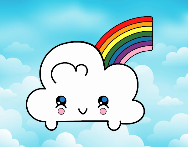 Dibujo de Nube con arco iris kawaii pintado por en Dibujos.net el día
