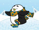 Pingüino patinando sobre hielo